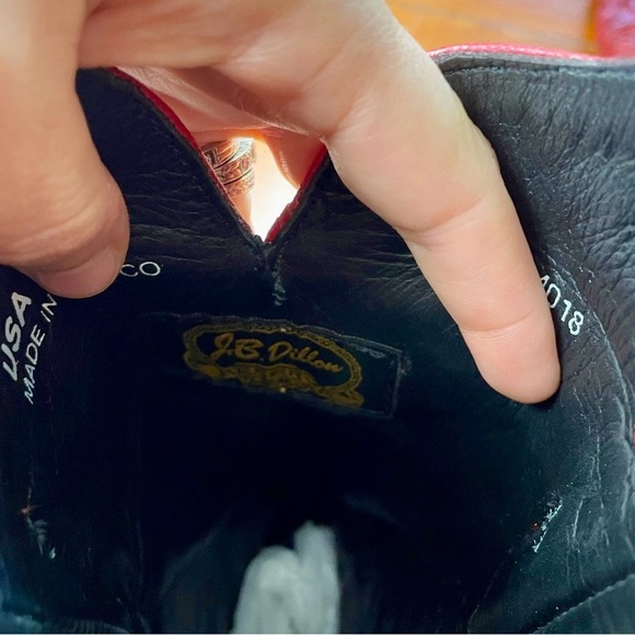 NEW JB DILLON RESERVE Darling Red Glitter Inlay Leather Snip Toe Boot GIFTABLE-8 - Picture 12 of 15